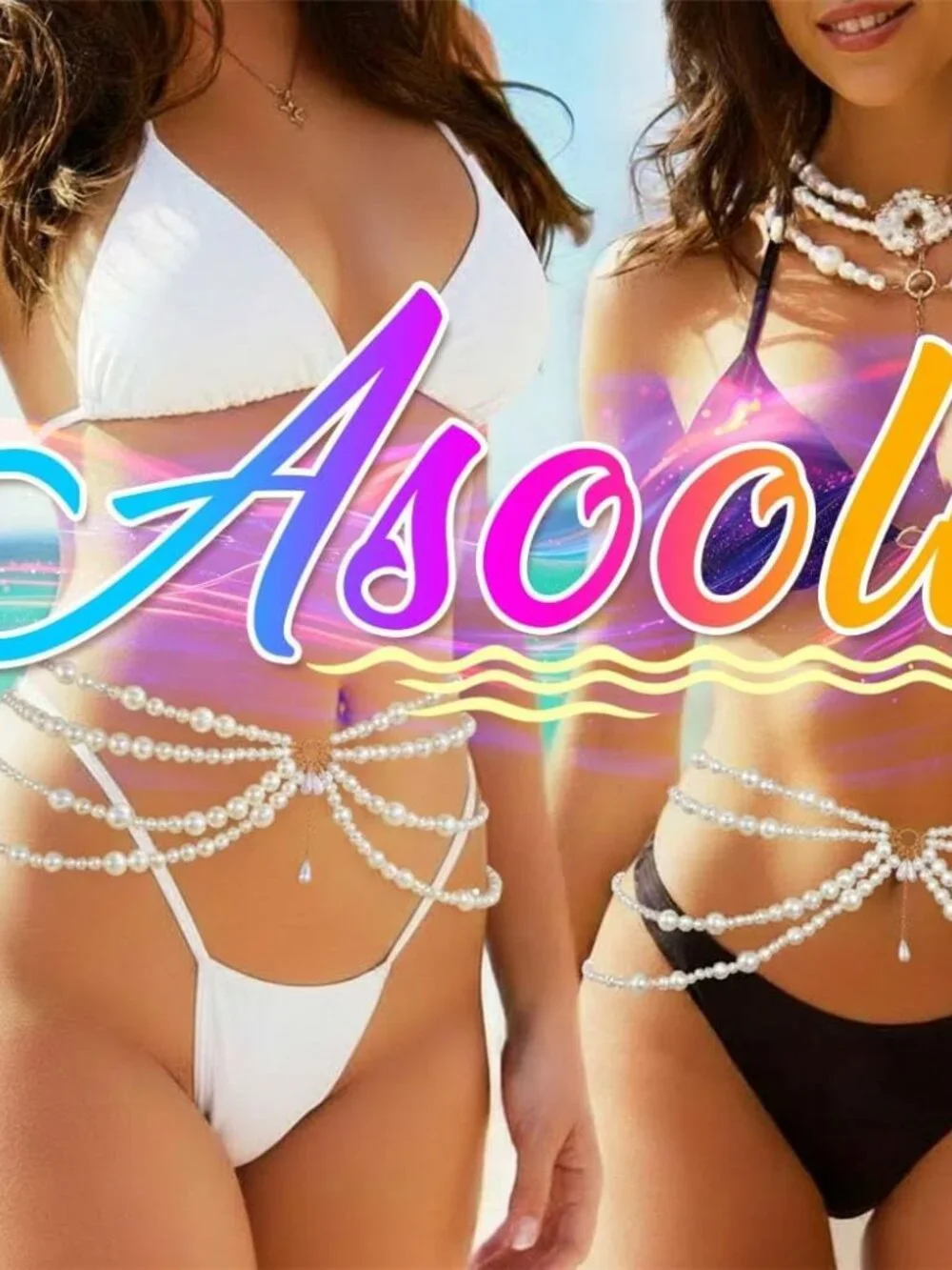 Pearl Waist Chain Layered Rave Fashion Beach Body Jewelry Chains for Women
